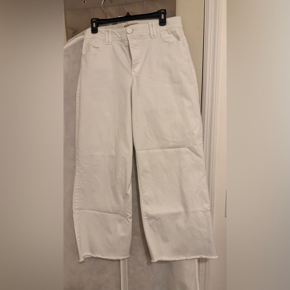 Democracy White Pants with Bright Pink Accent
